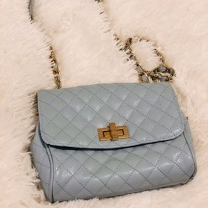 powder blue quilted bag w/ chain purse